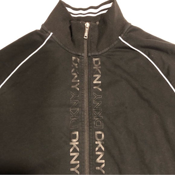 DKNY Full Zip Track Jacket Mens Size Large Black and White - Picture 4 of 10